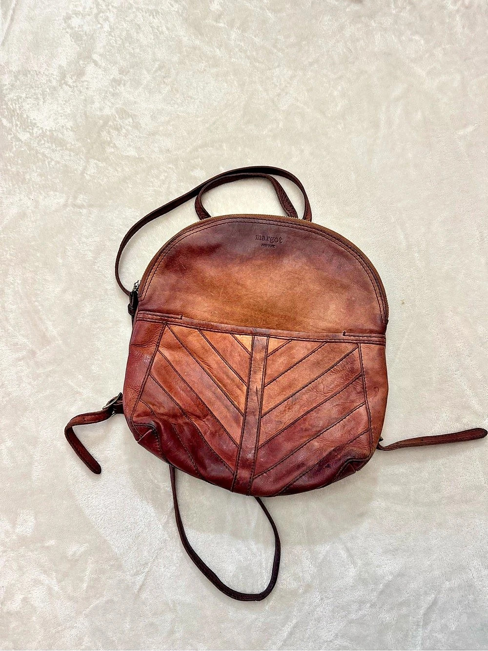 margot Women's Leather Geometric Backpack in Brown